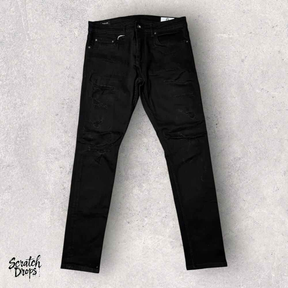 Salvatore Men's Black Distressed Jeans Size 34x30 Stylish Casual Denim Pants